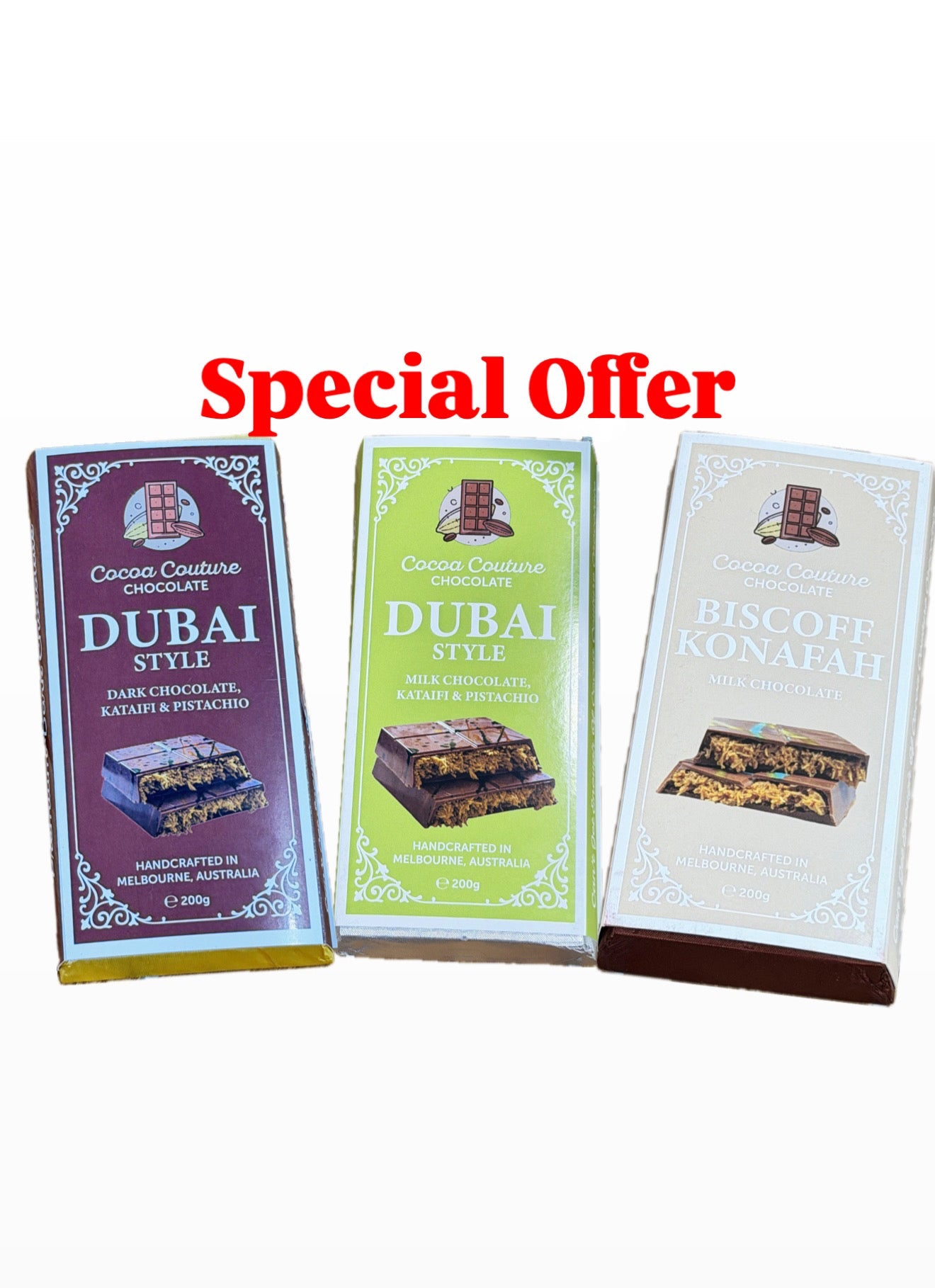 A. FREE SHIPPING 3 Blocks Of Dubai Chocolate Dark / Milk & Biscoff Kataifi